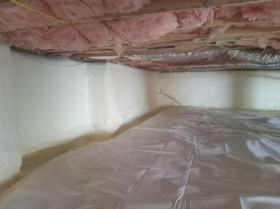 Crawl space encapsulation with closed-cell spray foam for Commercial Roof Restoration in Salisbury